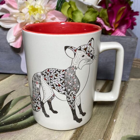 Starbucks 2017 Geometric Fox Red Interior Christmas Mug Coffee Tea 12 fl. oz - Picture 1 of 7